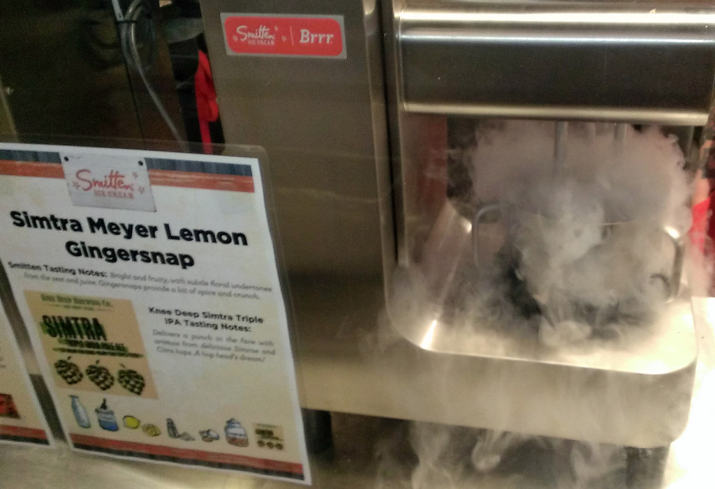 Photo caption: The Smitten Brrr™ ice cream machine churns a batch of Simtra Meyer Lemon Gingersnap
